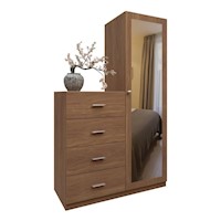 ROPERO DE 4 CAJONES - ESPEJO 110CM – COLOR PIGNETTO